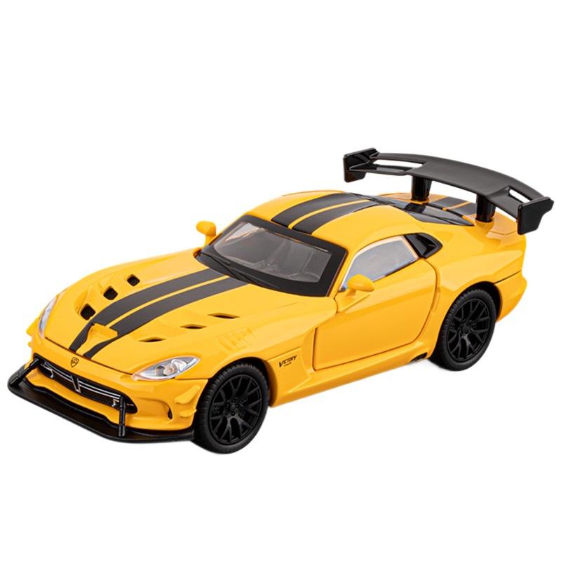 

1/32 Dodge Viper SRT Supercar Металева Модель Автомобіля Іграшка Литий Метал Зворотний Хід Звук і Світло Автомобільні Іграшки для Дітей Транспортний Засіб жовтий