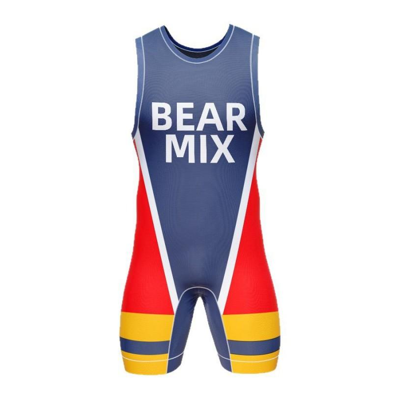 Ringer-Singlet Kompressions-Bodysuit Vollprint Schnelltrocknend Atmungsaktiv Herren Damen Training Wettkampf