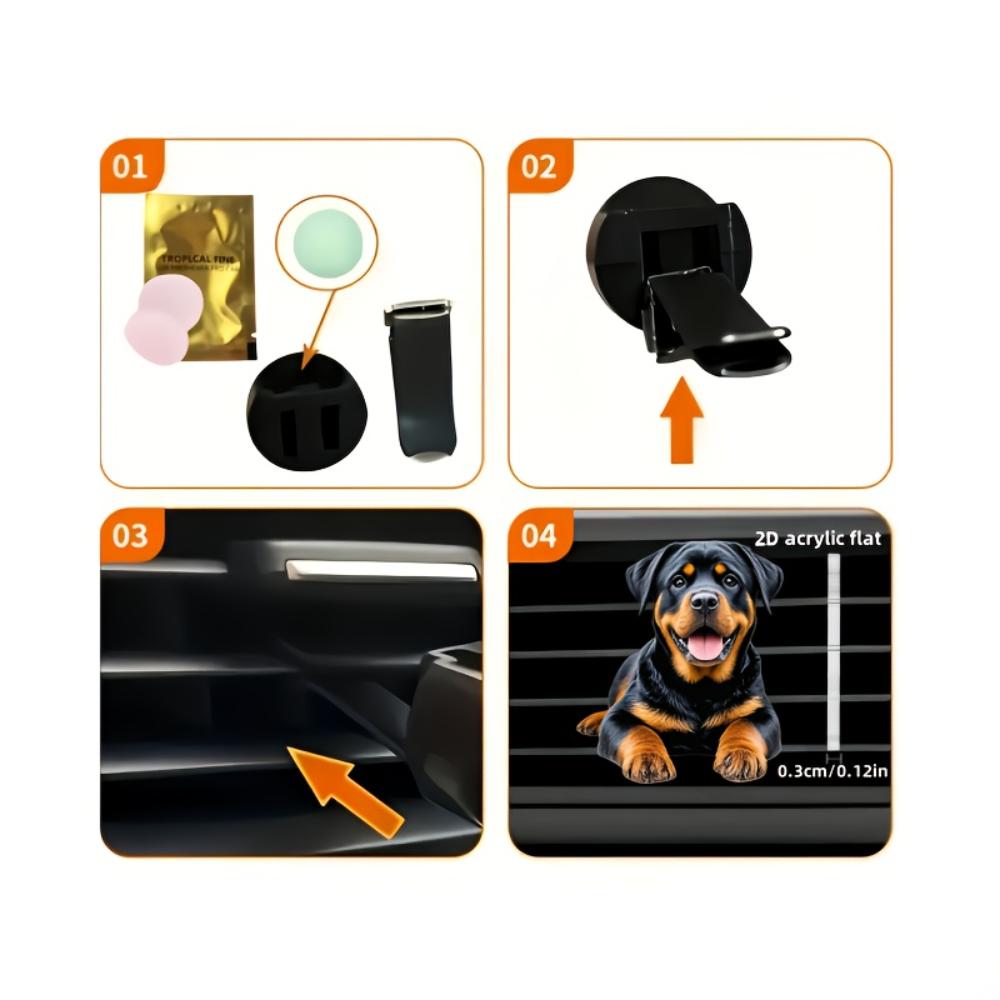 2D Flat Big-dog Car Vent Clip Decorative Diffuser (fragrance Not Included), Car Interior Decoration, Aromatherapy Clip, Ideal for Holiday Gifts