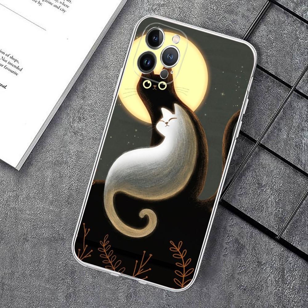 Black Cat Cartoon Cute Phone Case For IPhone 15 14 11 12 13 Mini Pro XS Max Cover 6 7 8 Plus X XR SE 2020 Funda Shell