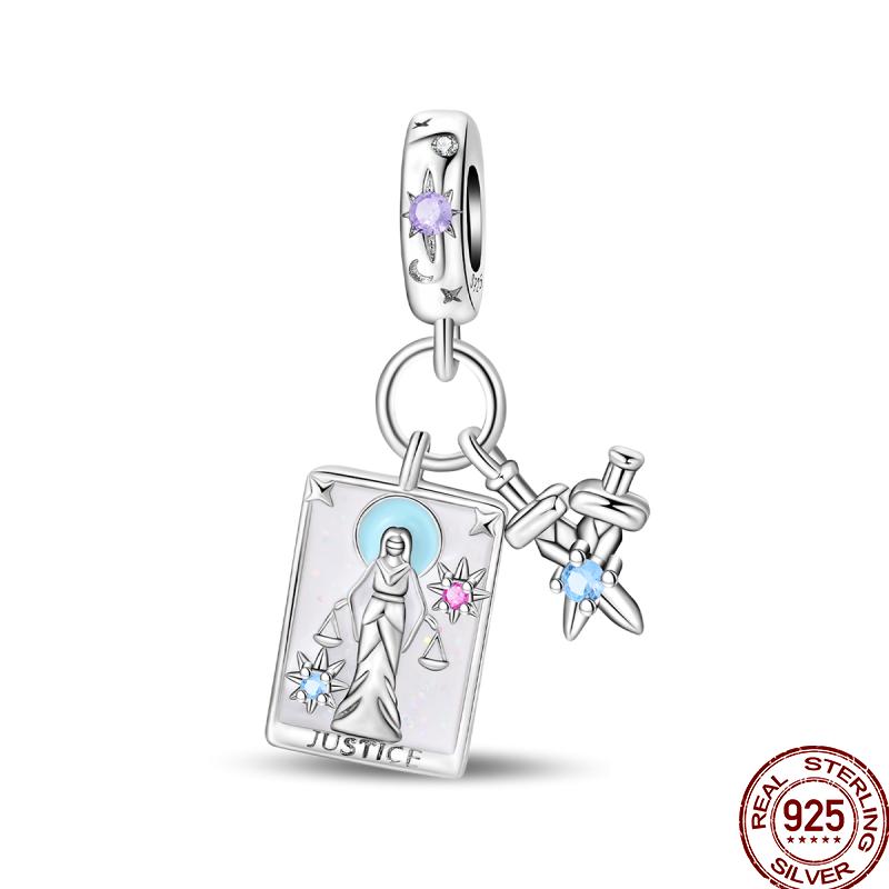 Copper Tarot Star Moon Sun Cross Bible Holy Blessing Amulet Beads Fit 3Mm Pan Original Bracelet Diy Gift