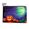 Festive Pumpkin Print Bag Halloween Storage Bag, with Ghost Pattern Design, Thickened Pencil Case Canvas Cosmetic Organizer, for Travel Stationery