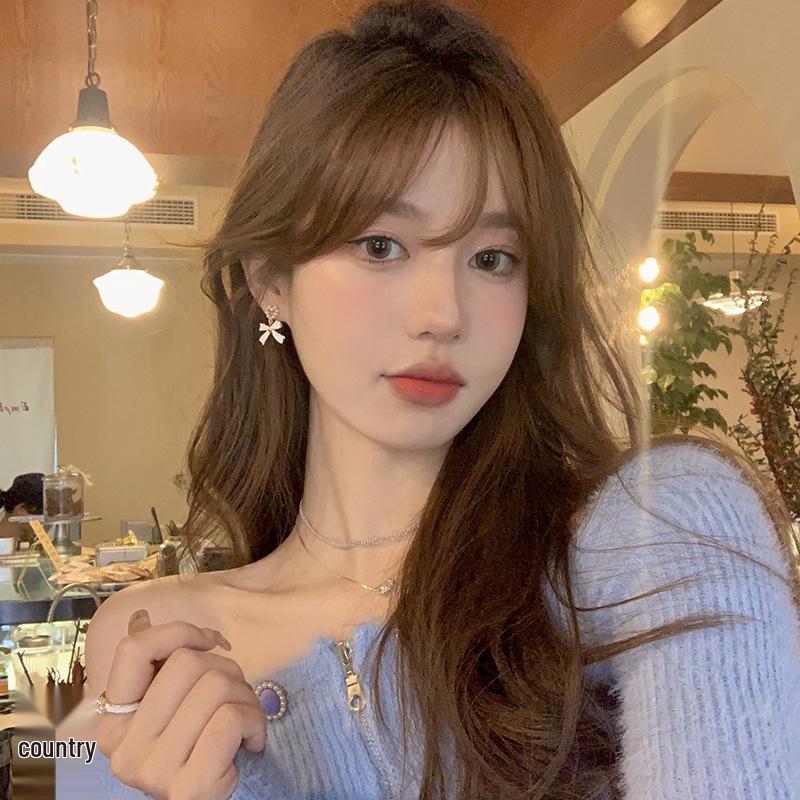 Boucles d'oreilles puces Cœur Perle Douce Nœud Aiguille Argent S925 - Collection Printemps/Été 2022