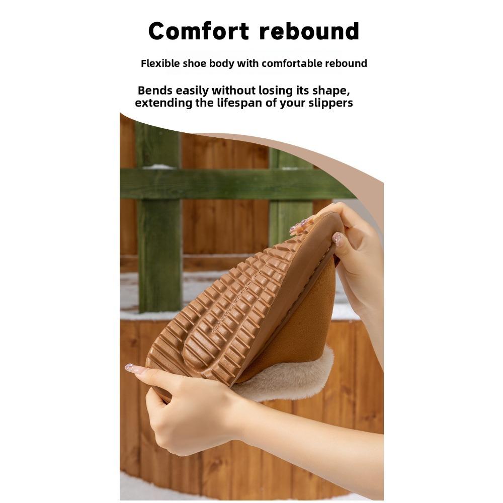 **Closed Heel Thick Sole Cotton Slippers Women Autumn Winter Indoor Wear-Resistant Soft Sole Warm Home Couple Snow Boots**