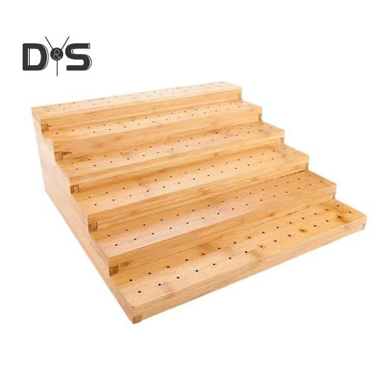 

Бамбуковая стойка для шампуров, витрина, дизайн с 180 отверстиями, 6 слоев, экологически чистая, простая сборка, подставка для шашлыков для закусок, подставка для еды цвет старого дерева