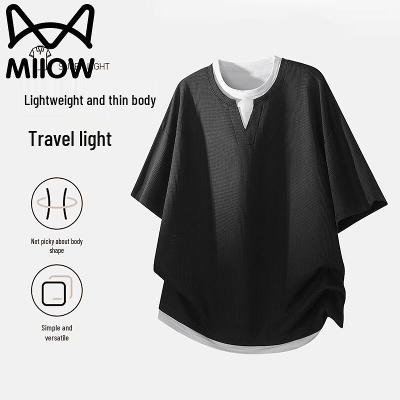 MiiOW Men s Casual Short Sleeve T-Shirt L