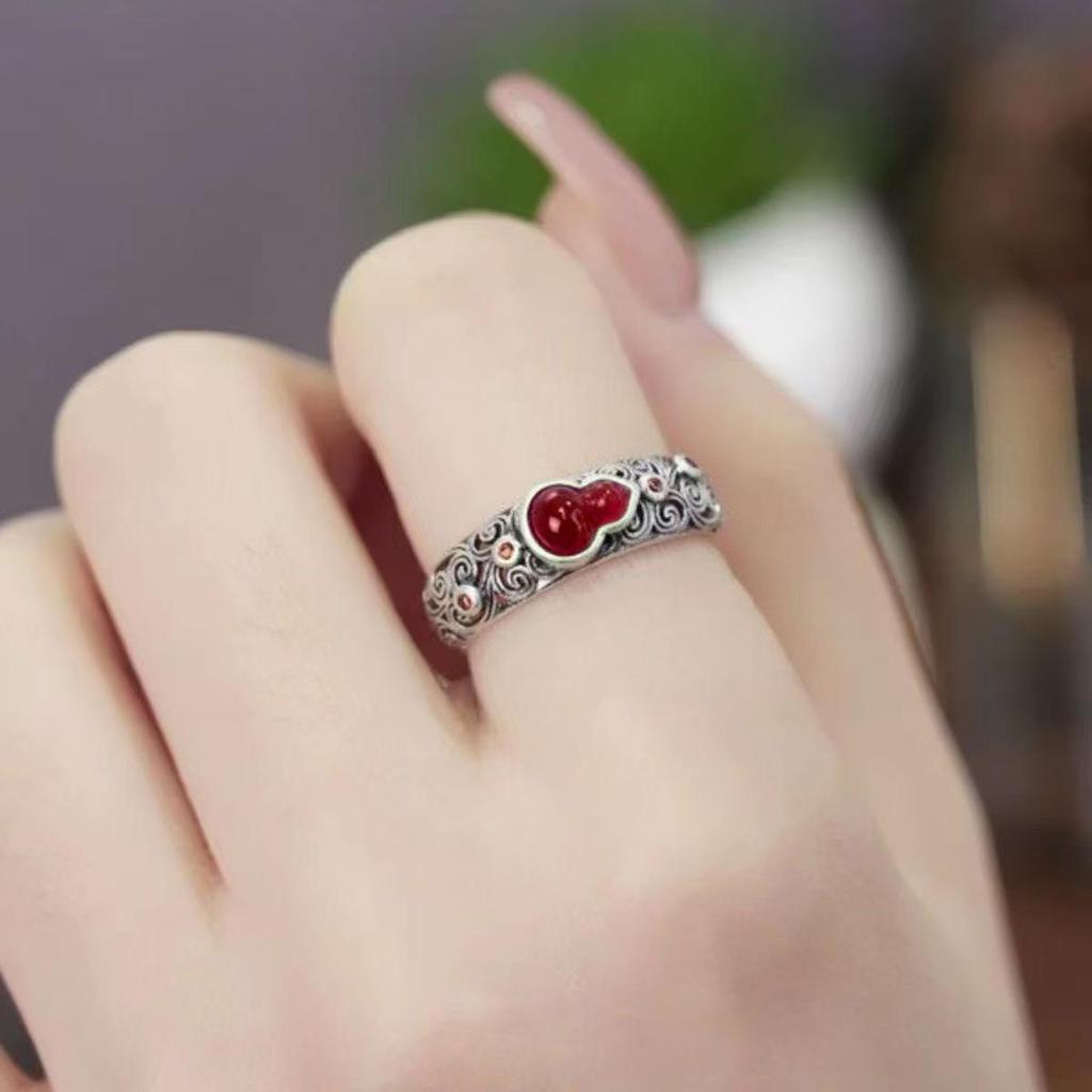 Unisex Retro Thai Silver Pixiu Ruyi Openable Finger Rings