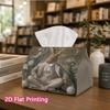 1pc, 2D Flat Printing, Tissue Box Adorned with Elegant White Rabbit Pattern Printed Tissue Box, Suitable for Bathrooms, Living Rooms, Bedrooms, Dressi