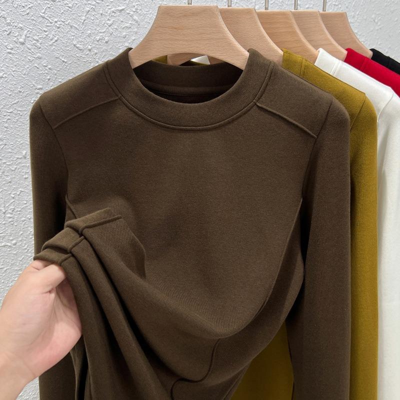 White Long-sleeved T-shirt Spring and Summer New Modal Cotton Inner Bottoming Shirt Fishbone Design Top