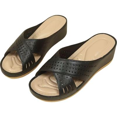 Women Summer New Open Toe Wedges Slippers Waterproof Non Slip Soft Sole Lightweight Home Slippers Outdoor Beach Slippers Sandals