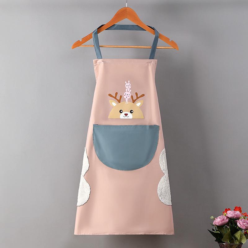Waterproof and Stain-resistant Hand Towel Apron, Garland Rabbit Kitchen Apron, Neck-hanging Waist Cartoon Apron