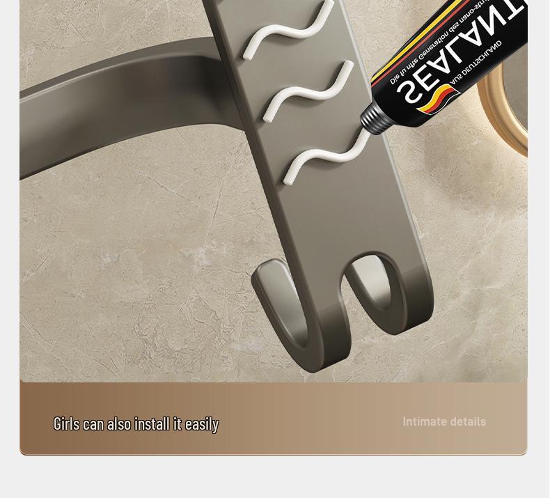 Gunmetal No-Drill Wall-Mounted Towel Rack for Bathroom Storage