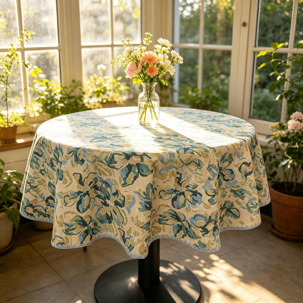 Kitchen Dining Home Ornament All Purpose Cotton Small Round Fabric Tablecloth