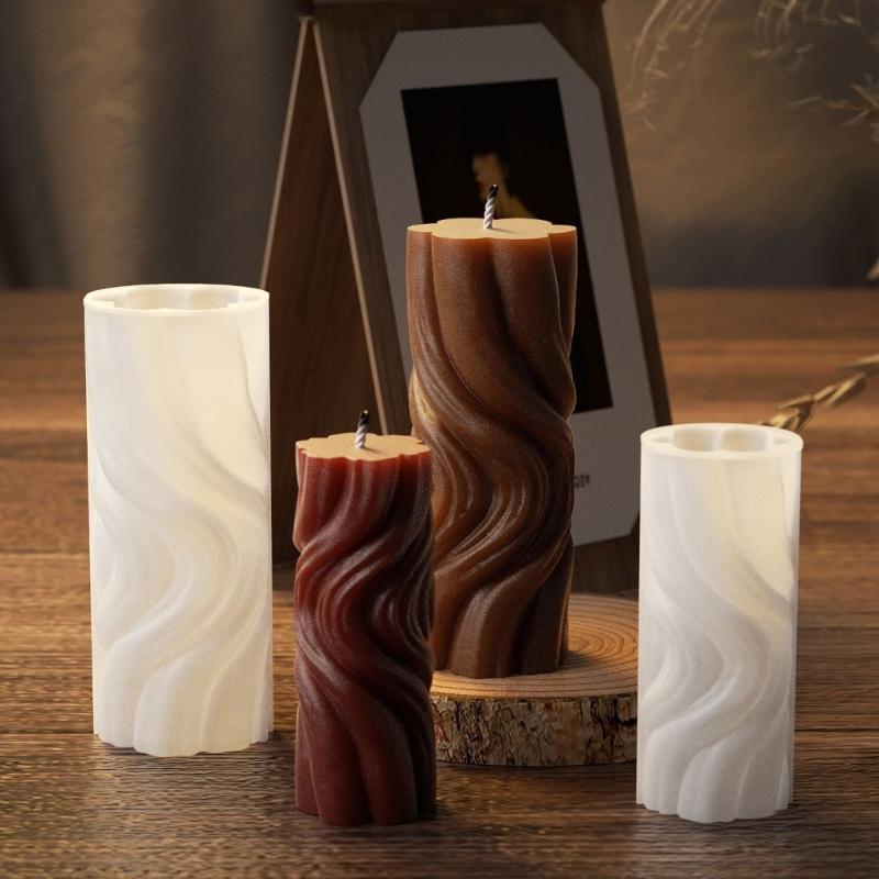 Multipurpose Sturdy Silicone Ripple Candle Holder Mould Set Portable for Resin Plaster Craft Supplies Assorted Sizes
