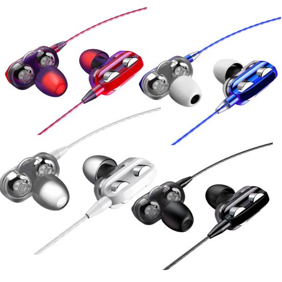 A4 Universal Wire Control Double Moving Coil Subwoofer Earphone In-ear Earplugs Headset