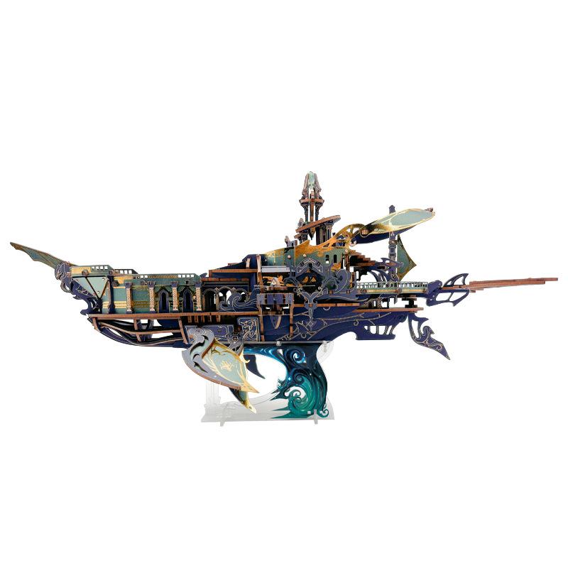 Whale Sky, World, Whale Boat Mortise And Tenon Assembly Diy Model Toy 3D Three-Dimensional Puzzle Gift For Boys Creative Gift