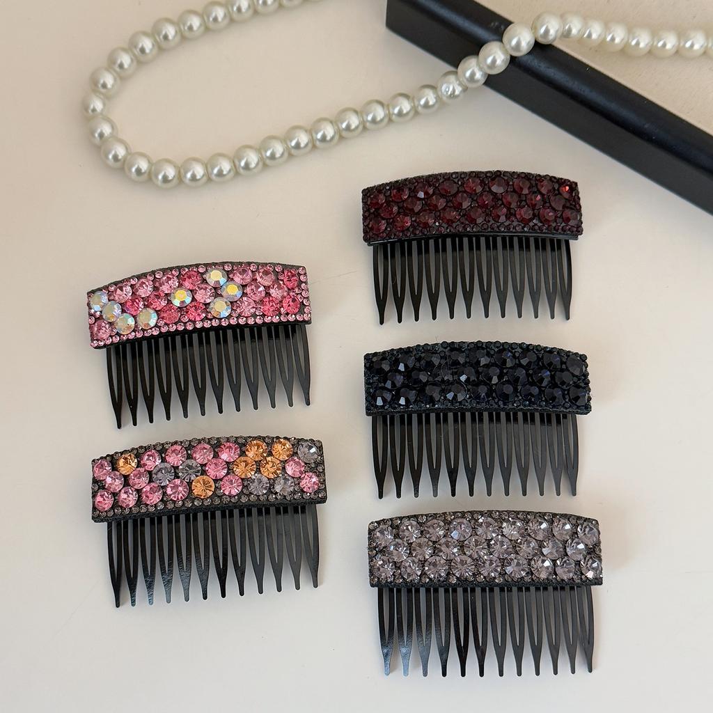 Korean light luxury shiny full diamond inverted comb hairpin new style broken hair side clip female wild bangs clip hair accessories