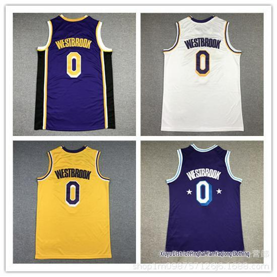 

Westbrook #0 Lakers Embroidery Basketball Jersey XL