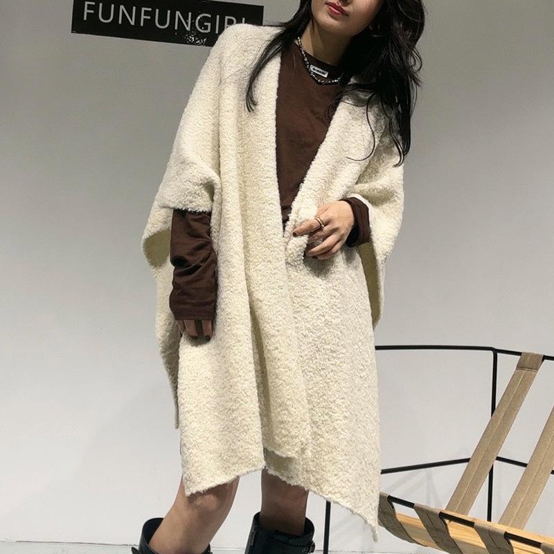 High-End Wool Knit Cape: Cozy Autumn/Winter Solid Color Shawl Coat