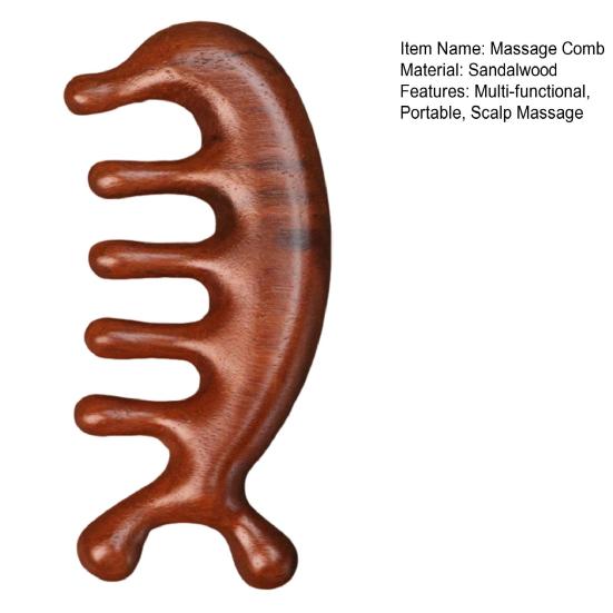 Sandalwood Scalp Massage Comb Multi-functional Meridian Comb Wooden Wide Tooth Face Head Body Massager Guasha Scrubber Tool