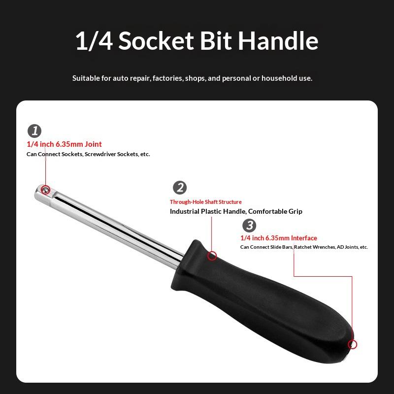 

150 Mm Spanner 1/4-Inch Female Square Drive Handle Socket Wrench For Small Flying Ratchet Wrenches Slide Rod Ad Connectors чёрный