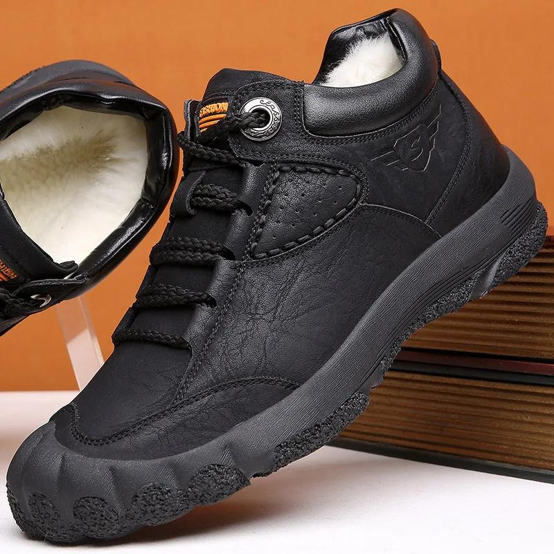 

Зимние ботинки Мужская обувь Высокие хлопковые ботинки для отдыха Плюшевые теплые зимние ботинки Нескользящие походные ботинки Botas Masculinas55