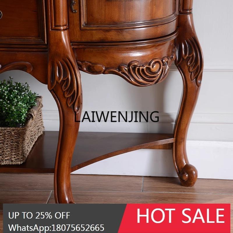 Solid Wood Entrance Table Retro Foyer Decorative Entrance Cabinet European Entrance Storage Table