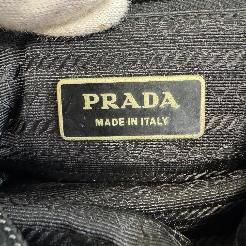 PRADA Triangle With logo Nylon Shoulder Bag black Nylon Used