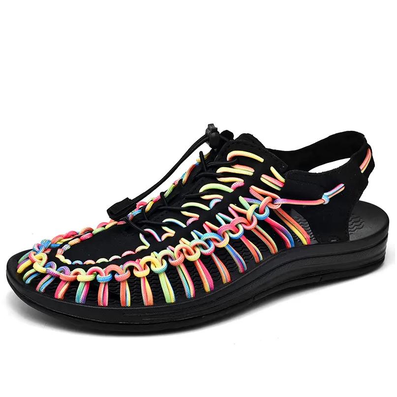 Summer Comfortable Mens Textile Knitting Upper Eva Footbed Dress Beach Water Shoes, Updatest Newest Fashionable  Japanese