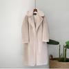 Ropa de Invierno Mujer Largo Grueso Cálido Suave Colorido Esponjoso Talla Grande Abrigo de Piel Sintética de Conejo Rex Mujer Solapa