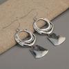 Bohemian Style Silver Plated Geometric Dangle Earrings with HollowCircle Design