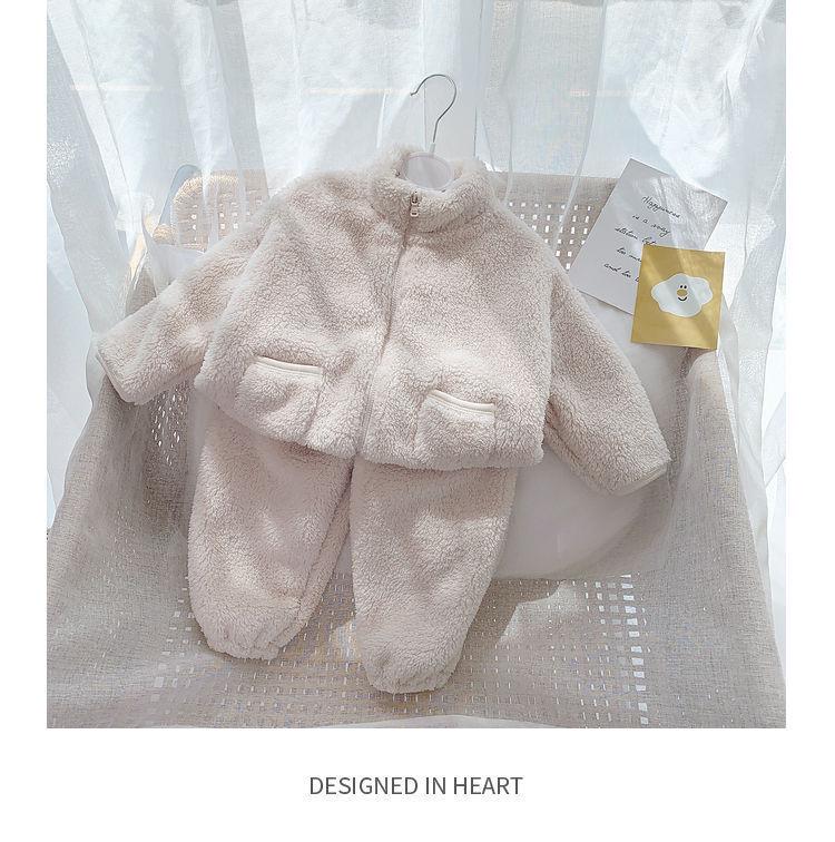 Kinder Korallenfleece Pyjama: Jungen Flanell Winter Warm Zweiteiliges Set