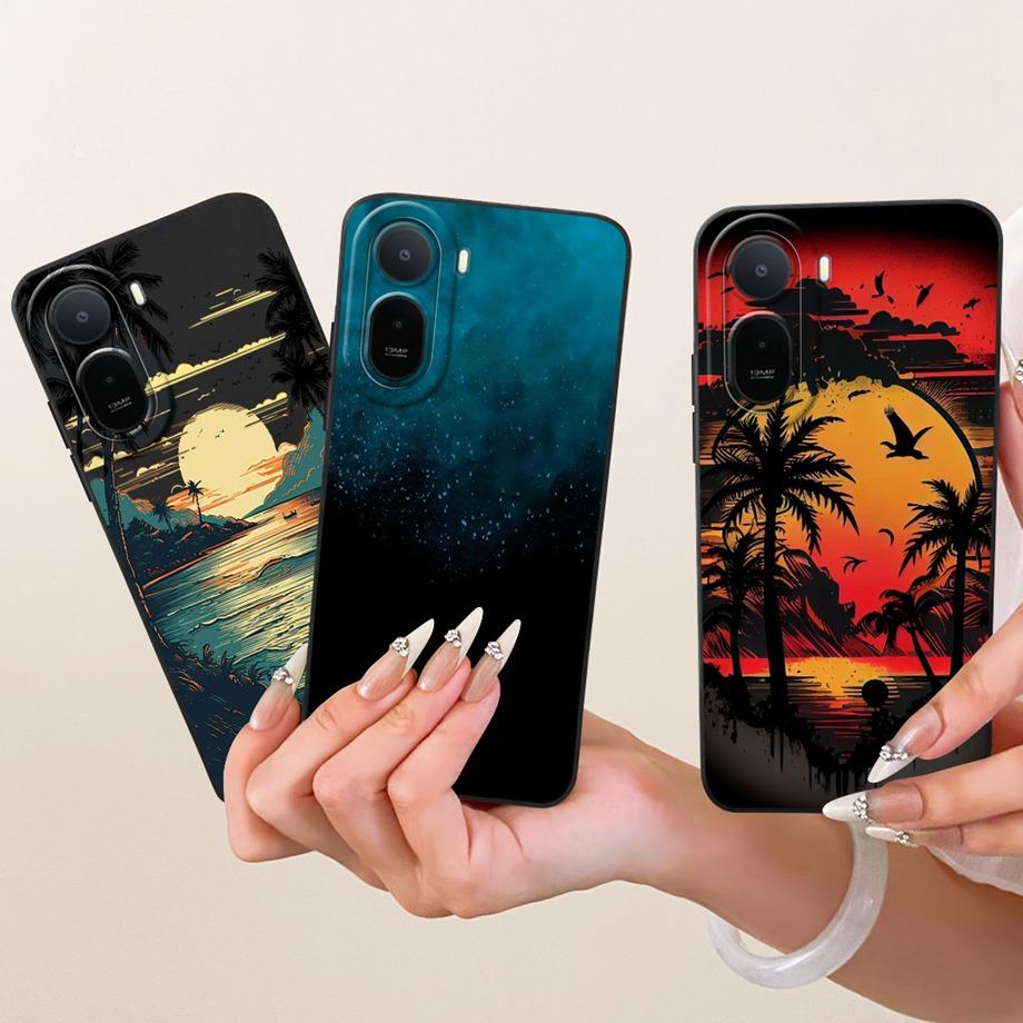 For Vivo V70 Lite V70 FE VivoV70 V2538 v2550 V2548 Phone Case Floral Aesthetic Moon Nigth Bow Pattern Funda Soft Silicone Cover