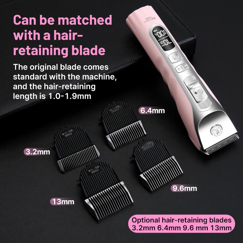 Fenice Sakura Pink Dog Hair Cutting Machine 5000mA Capacity LCD Screen Pet Dog Grooming Clipper Rechargeable Shaver Set2