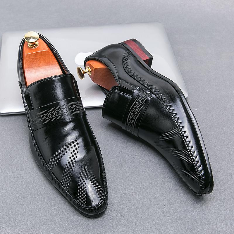 Fashion Elegantes Men's Dress Shoes Business Oxford Shoes Classic Leather Male Loafers Handmade Formal Derby Shoes Soft Driving Footwear