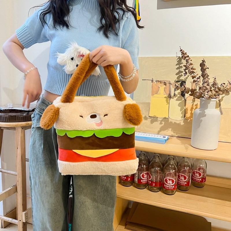 Cute cartoon dog doll burger doll puppy dog plush shoulder bag hand bag birthday gift girl