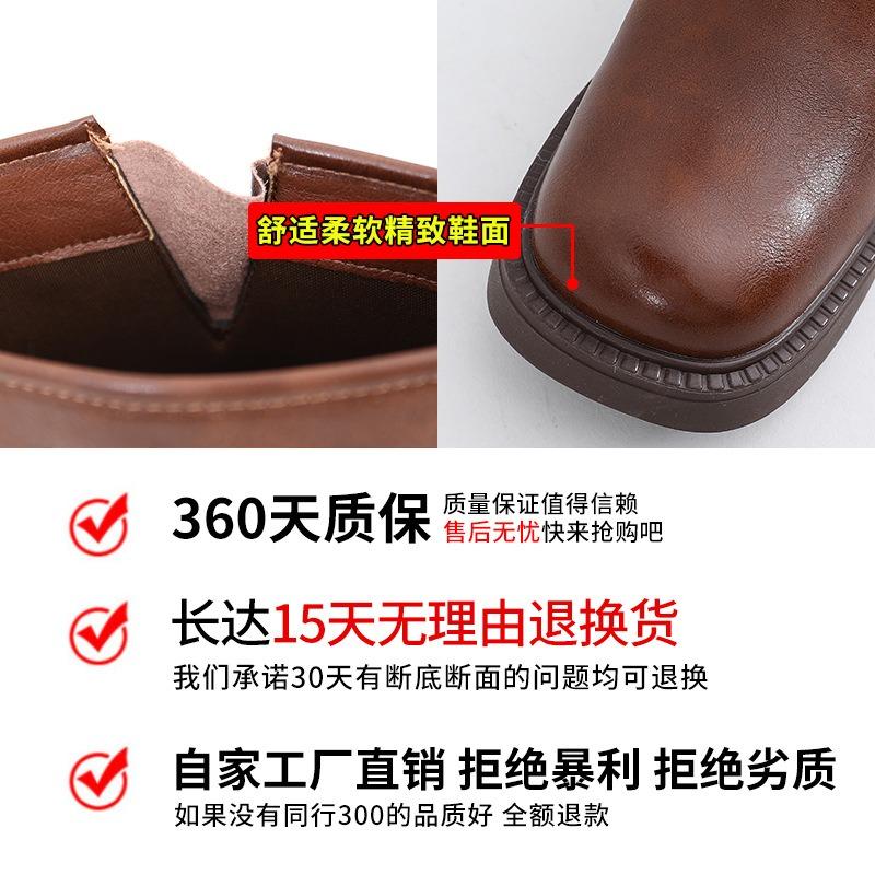 New cowboy boots women's autumn and winter mid-tube Martin boots women's square head thick heel boots women's casual retro women's boots trend