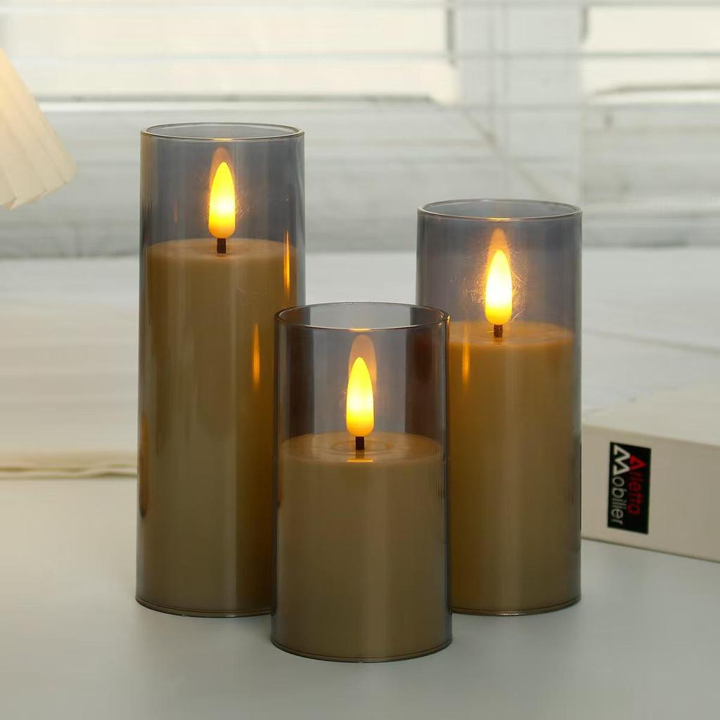 LED Electronic Candle Light Strip with Transparent Lampshade for Bar, Restaurant, KTV, Party, and Outdoor Camping Decor.