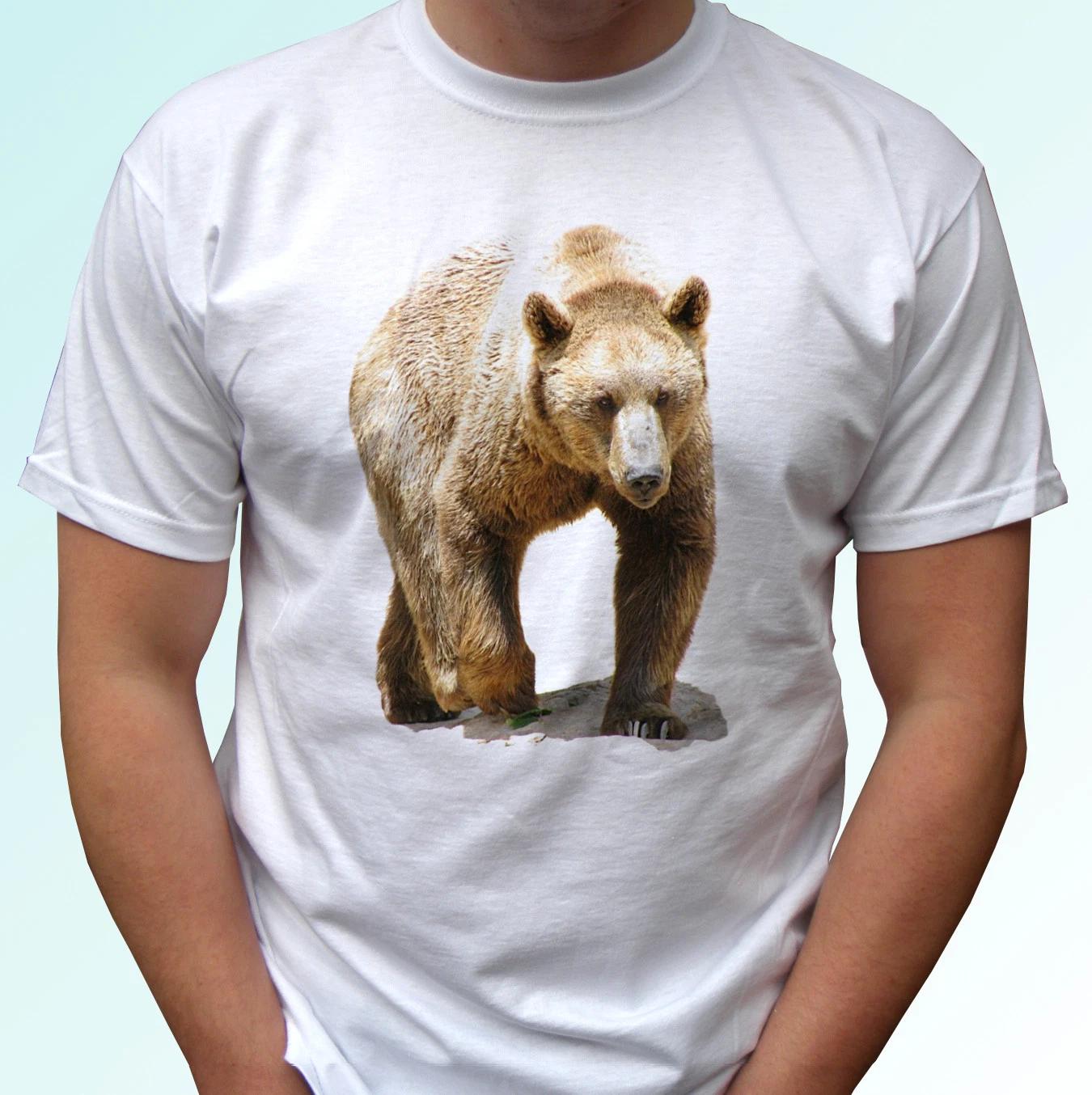 Grizzly bear white kids boys T-Shirt animal tee top design - s s kids baby sizes 150