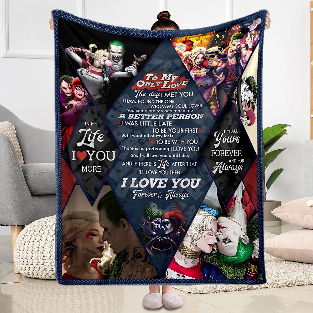 Harley Quinn Joker Blankets are suitable for living rooms,making them an ideal choice for outdoor travel and gifts.