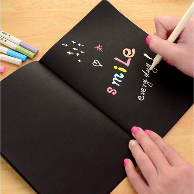 Creative Black Paper Notebook Diary Notepad 16K 32K 56K Sketch Graffiti Notebook For Drawing Painting Office School Stationery