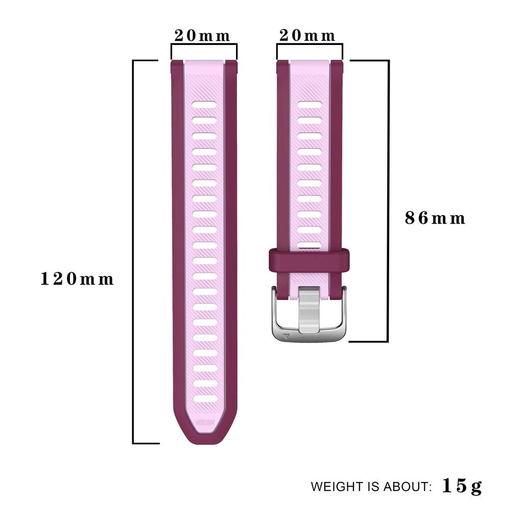 20mm Quick Release Two-Tone Silicone Band For Garmin Watch Sports Strap Bracelet