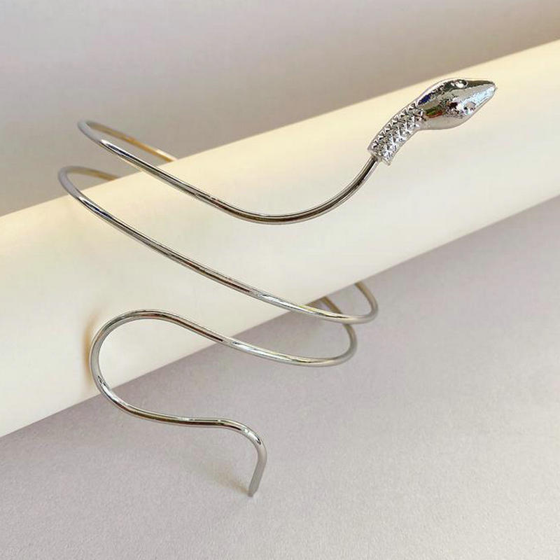 Bracciale Polsino Rigido In Argento Vintage Regolabile - Gioiello Da Braccio Superiore Donna