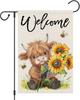 Welcome Garden Ag Highland Cow, Sunower Bee Farmhouse Yard Decor