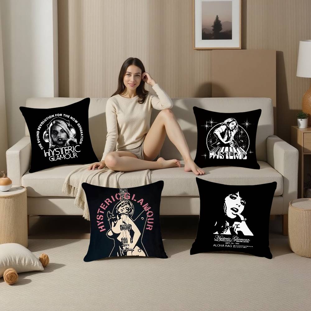 H-Hysterics G-Glamour Pillow Case Plush Fabric Soft Double Sided Print Sofa Cushion Cover Throw Pillow Covers