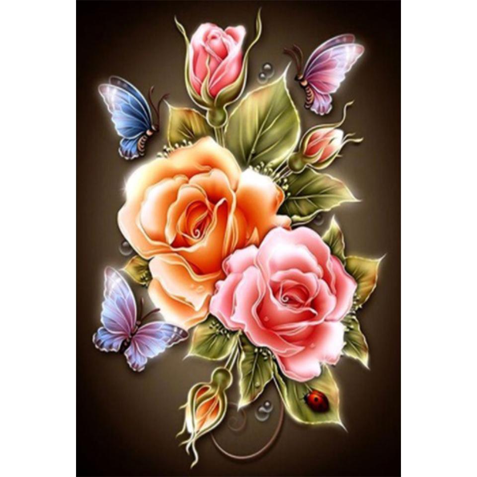5D DIY Rose Diamond Painting Rhinestone Picture Cross Stitch Kit Full Round Diamond Embroidery Gift Mosaic Home Decoration