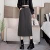 Women's 2024 High-Waist Black A-Line Split Skirt: Elegant, Versatile for Spring & Autumn
