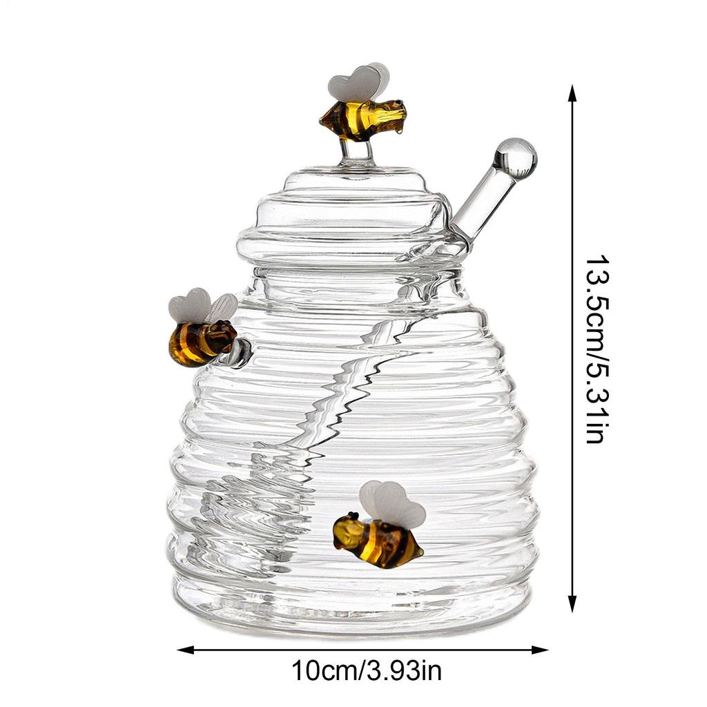 Transparent Honey Pots with Dipper and Lid Honeycomb Tank Kitchen Honey Bottle for For Wedding Party Office Kitchen Home