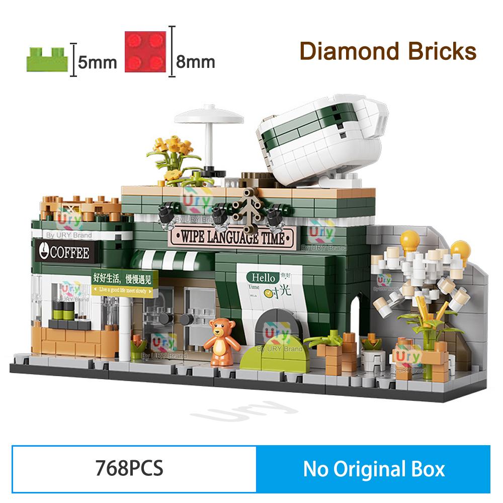 Friends House Street Diamond Bricks Girls Flower Store Coffee Shop View Designer DIY Building Block Toys for Kids Christmas Gift