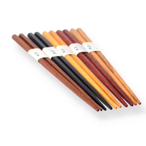 Set of 5 22.5cm Hexagonal Chopsticks for Guests, Wooden Chopsticks, Lacquered
